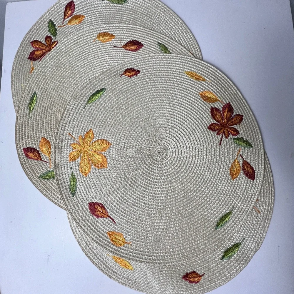 Embroidered Fall Harvest Placemats Set of 4 15